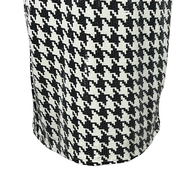 Stunning! eci New York Black & White Clear Sequins Houndstooth Print Dre… - Picture 10 of 12